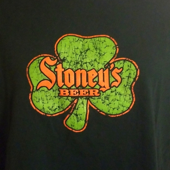 Hanes Heavyweight T-Shirt, Stoneys Beer Clover Shamrock Logo Size X-Large,Unisex - Picture 2 of 5